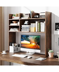Gymax 3 Tier Desktop Bookshelf with 6 Shelves Desk Organizer for Computer