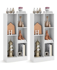 Gymax 5 Cube Bookshelf 41 Inch Floor Bookcase with 2 Anti Tipping Kits Freestanding Storage