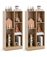 Gymax 5 Cube Bookshelf 41 Inch Floor Bookcase with 2 Anti Tipping Kits Freestanding Storage