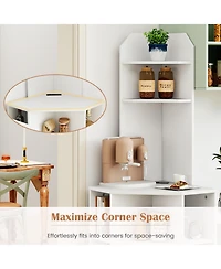 Gymax Set Of 2 6 Tier Corner Shelf 63 Inch Tall Corner Bookshelf with 2 Usb Ports and Charging