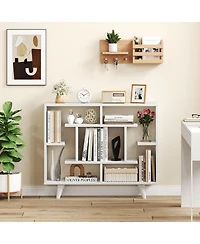 Gymax Bookshelf Geometric Bookcase with Anti Tipping Kit Storage Shelving Unit