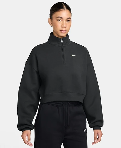 Nike Studio Fleece Women's Oversized 1/4-Zip Cropped Top