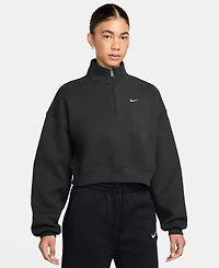 Nike Studio Fleece Women's Oversized 1/4-Zip Cropped Top