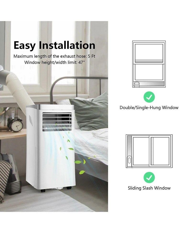 Ecooso 8000 Btu(Ashrae) 3-in-1 Portable Air Conditioner with Remote Control