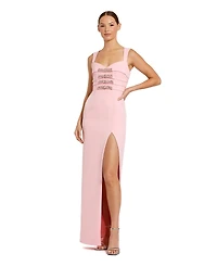 Mac Duggal Women's Sleeveless Crepe Gown With Embellished Bows