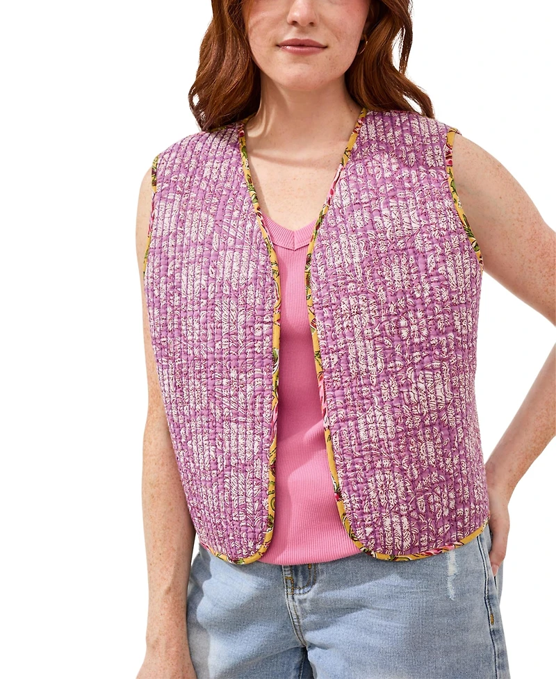 Tribal Women's Reversible Sleeveless Vest with Pockets