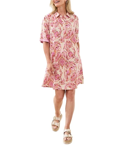 Tribal Women's Rayon Linen Button-Front Dress