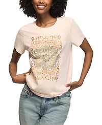 Lucky Brand Women's Strawberry Mandala Printed Classic Crewneck T-Shirt