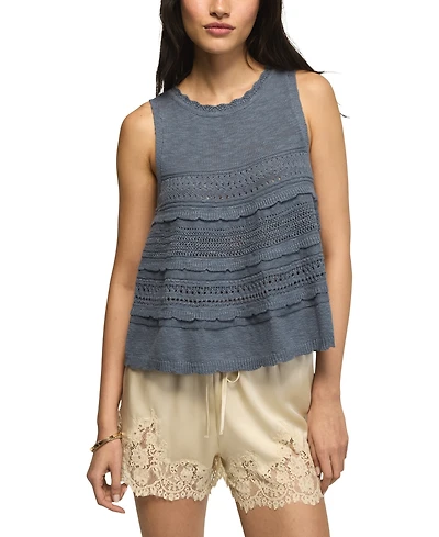 Lucky Brand Women's Tiered Ruffle Crewneck Sweater Tank Top