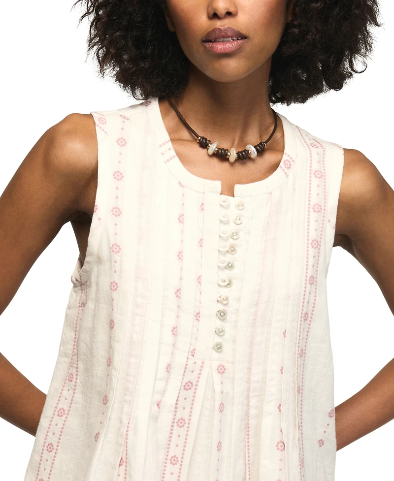 Lucky Brand Women's Pintuck Sleeveless Mini Dress