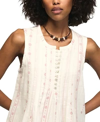 Lucky Brand Women's Pintuck Sleeveless Mini Dress