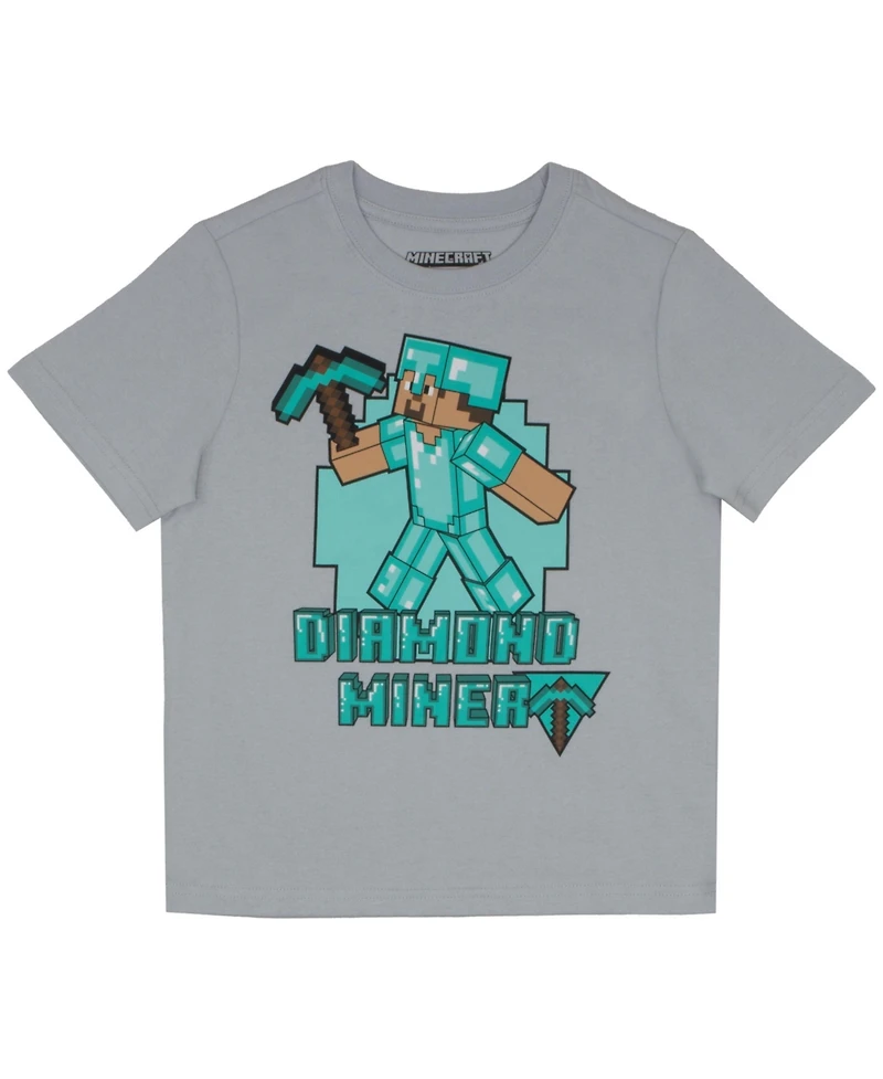 Minecraft Boys 3 Piece T-Shirt, Shorts and Baseball Hat Outfit Set