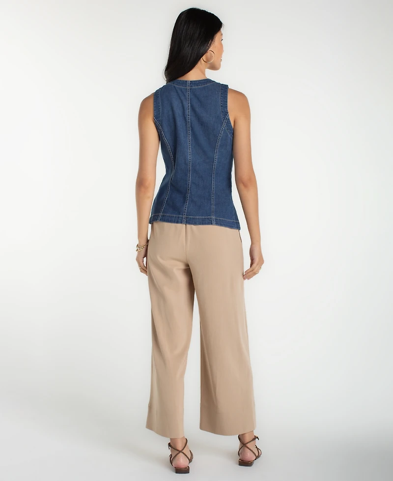 Liverpool Los Angeles Petite Crewneck Button-Down Vest