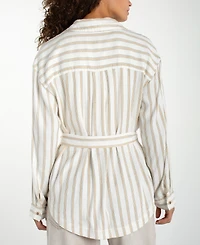 Liverpool Los Angeles Petite Striped Belted Shacket