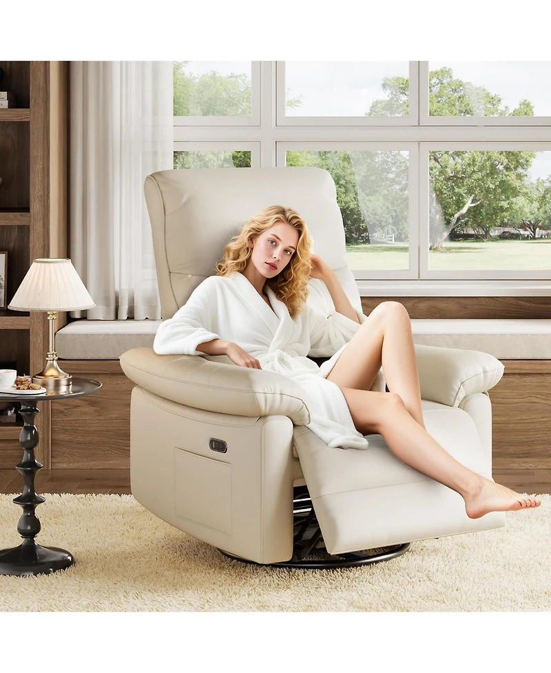 gaomon Power Recliner Chair, Usb Charging Port, Pu Leather Upholstered Fabric and Button Tufted Backrest