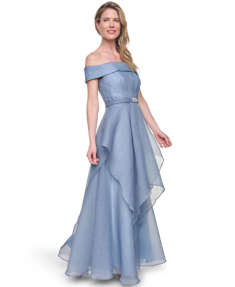 Eliza J Women's Off-Shoulder Handkerchief Ball Gown