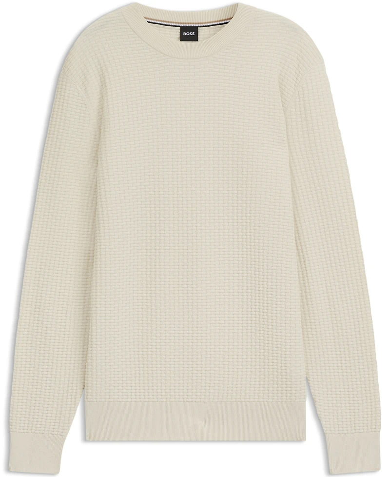 Boss by Hugo Men's Knitted Structure Cotton Sweater