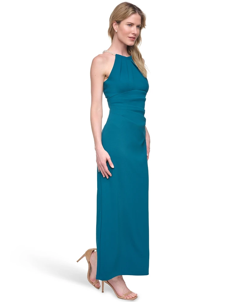 Eliza J Petite Halter Neck Side Tuck Gown