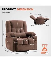 Clihome Massage Swivel Rocker Recliner Chair and Heat Ergonomic Lounge for Living Room with Rocking Function Side Pocket