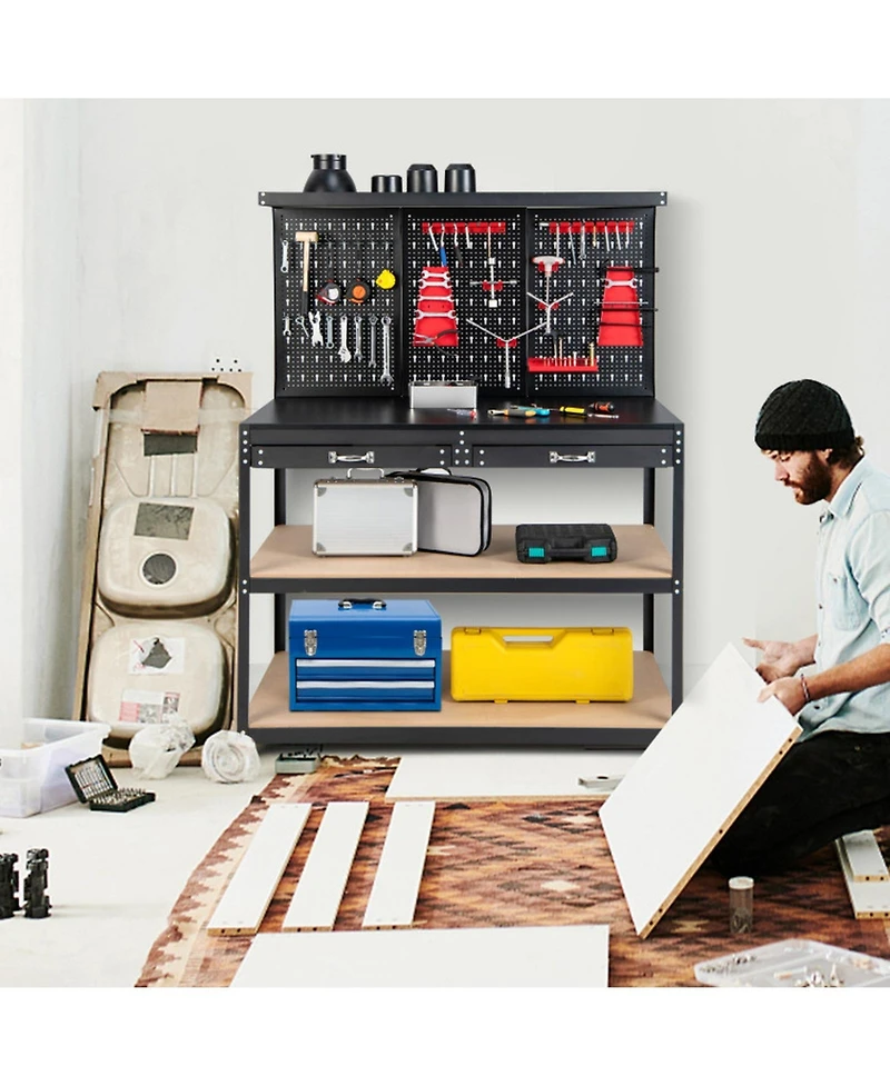 Gouun Heavy-Duty Steel Garage Workbench