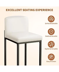 gaomon Bar Stools Set of 2, Counter Height Bar Chairs with Backrest and Footrest, Faux Leather Modern Barstools for Kitchen Island and Home Bar