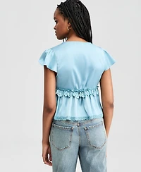 And Now This Women's Satin Lace Peplum-Hem Top, Macy's Exclusive