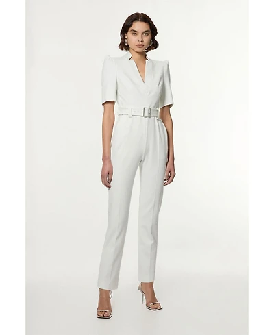 Karen Millen Women's Crepe Belted Jumpsuit