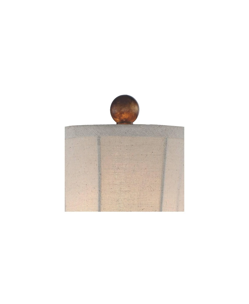 Regency Hill Traditional Buffet Table Lamps 28" Tall Set of 2 with Round Risers Brown Fabric Drum Shade Bedroom Living Room