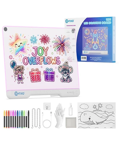Contixo WB1 16-Inch Led Drawing Board for Kids, Light-Up Doodle Art Kit with 12 Markers, 10 Color Modes