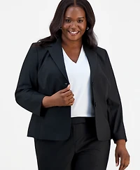 Kasper Plus Notched-Collar Two-Button Blazer
