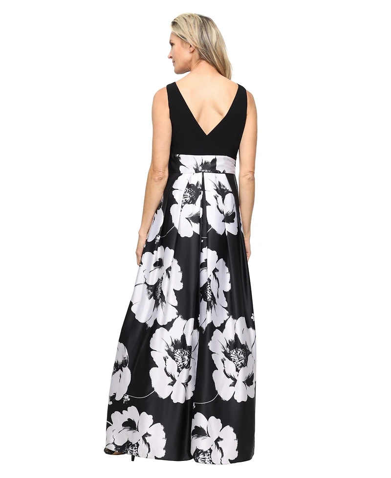 Sl Fashions Petite Boat Neck Sleeveless Ball Gown