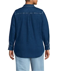 Lands' End Plus Soft Denim Twill Button Front Shirt