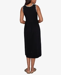 Ruby Rd. Petite Crochet Trim Stretch Knit Midi Dress