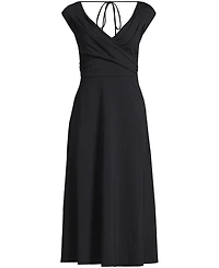 Lands' End Women's Cotton Modal Off the Shoulder Wrap Midi Dress