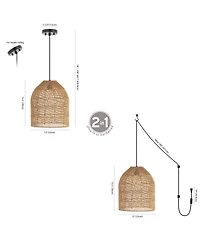 Koda Farmhouse Coastal Bohemian Rattan Led Pendant