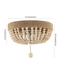 Jonathan Y Justina Wood Bead Farmhouse Bohemian Iron Led Flush Mount Ceiling Light