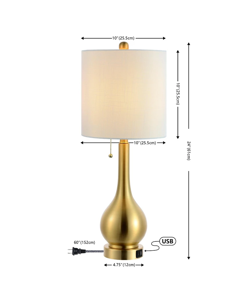 Tyler Modern Classic Gourd Iron Led Table Lamp with Dual Usb Charging Port (Set of 2)