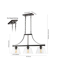 Jayden Industrial Farmhouse Iron/Glass Linear Led Pendant