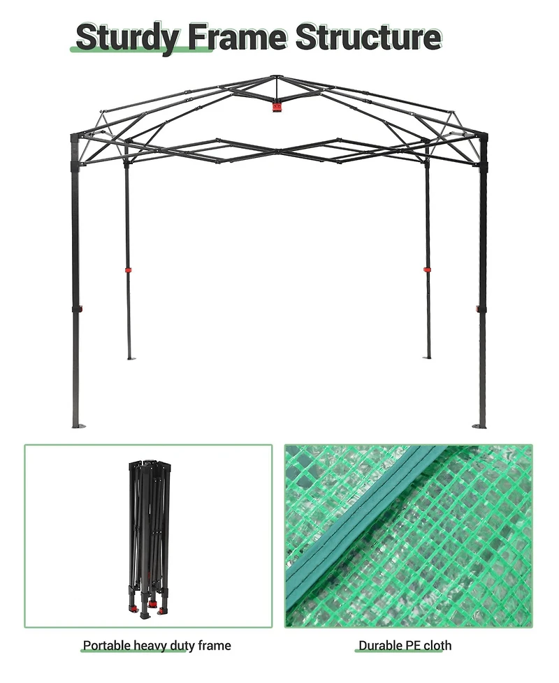 GarveeLife 6x8 Ft Pop-Up Greenhouse With Durable Pe Cover, Large Grow Tent, Features Zippered Doors And Mesh Windows For Indoor/Outdoor Plants