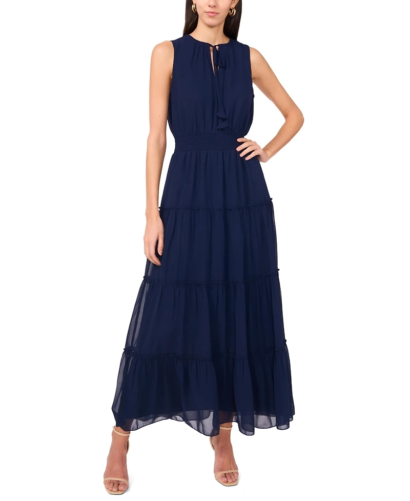 1.state Women's Split-Neck Sleeveless Maxi Dress