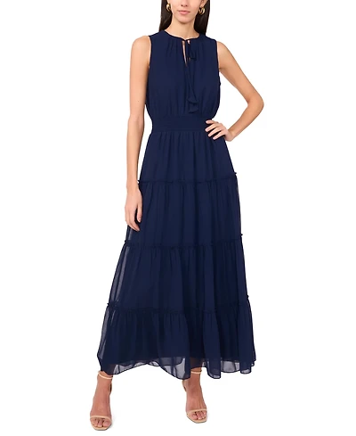 1.state Women's Split-Neck Sleeveless Maxi Dress