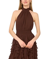 1.state Women's Halter Ruffle Maxi Dress