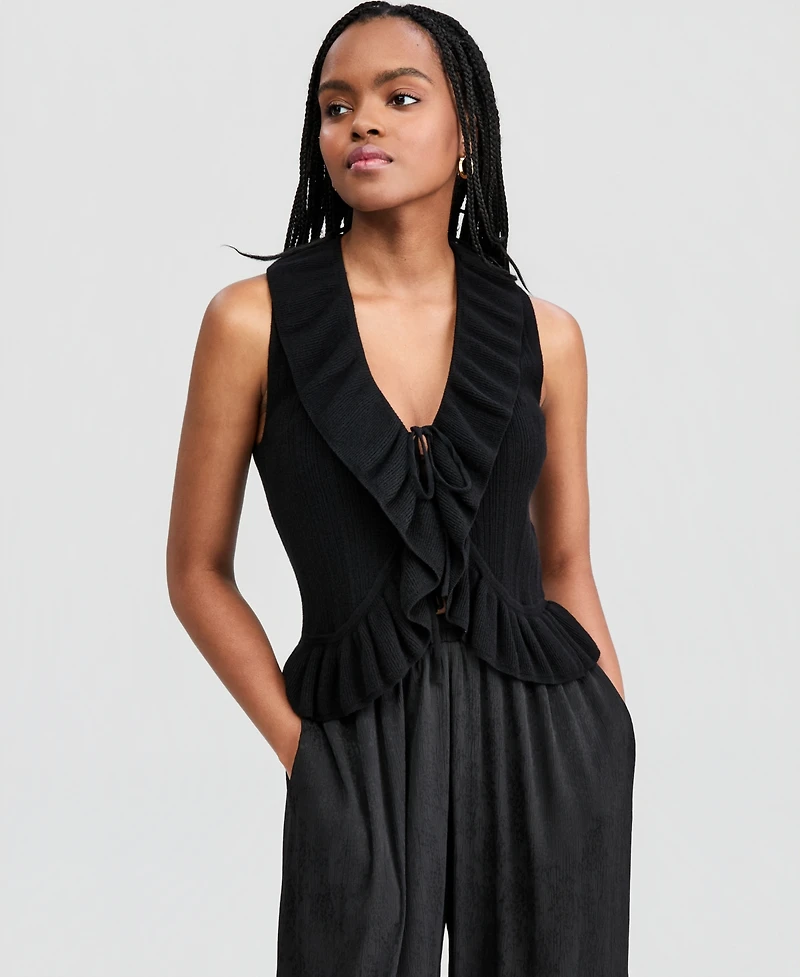 And Now This Women's Ruffled Tie-Front Top, Macy's Exclusive