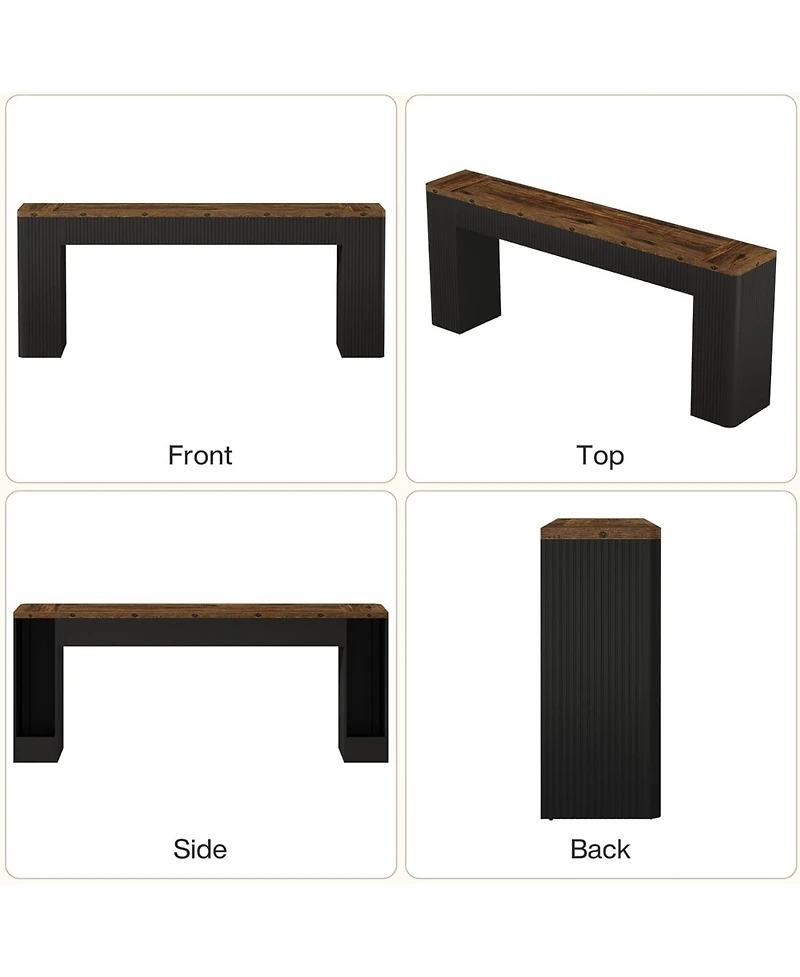 Tribesigns 82.7" Extra Long Entryway Table, Fluted Narrow Farmhouse Console Table with Curved Edges, Wood Sofa Table Behind Couch