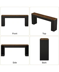 Tribesigns 82.7" Extra Long Entryway Table, Fluted Narrow Farmhouse Console Table with Curved Edges, Wood Sofa Table Behind Couch