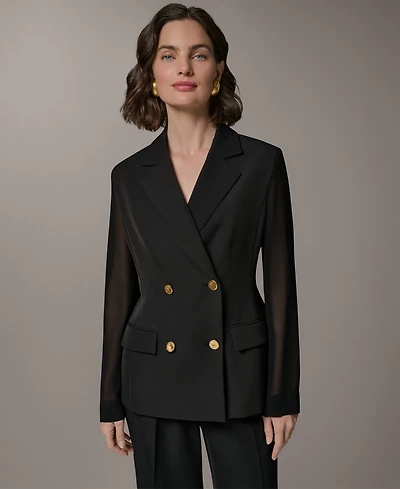 Donna Karan New York Women's Double Breasted Long-Sleeve Blazer
