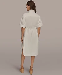 Donna Karan Weekend Women's Collared Drawstring Waist Dress