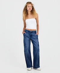 Celebrity Pink Women's Mid-Rise Wide-Leg Cargo Jeans