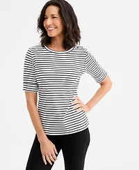 Style & Co Women's Pima Cotton Boat-Neck Elbow Sleeve Top, Macy's Exclusive