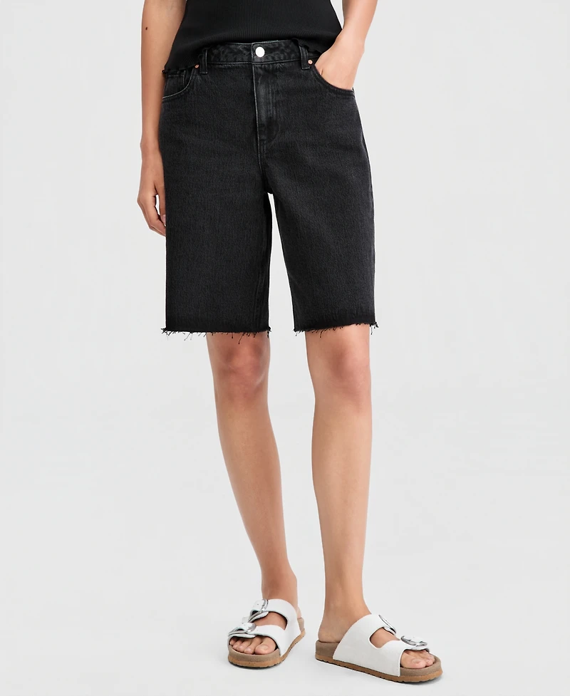 And Now This Women's High Rise Raw-Hem Denim Jorts, Macy's Exclusive